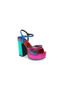 Silver Chunky Knotted Block Heel Platform Sandals - KissProm