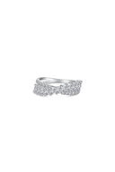 Silver Cross Shaped 5A Cubic Zirconia Colorful Agate Twisted Ring - KissProm