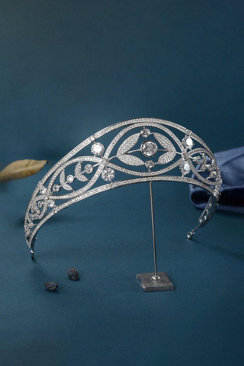 Silver Crystal Laurel Leaf Tiara - KissProm