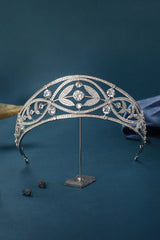 Silver Crystal Laurel Leaf Tiara - KissProm