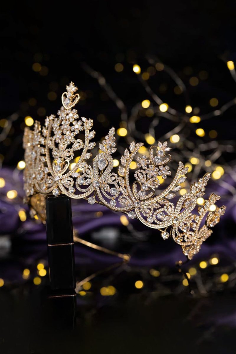 Silver Cubic Zirconia Tall Queen Round Tiara - KissProm