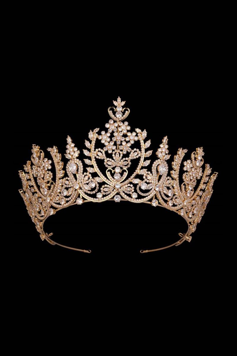 Silver Cubic Zirconia Tall Queen Round Tiara - KissProm