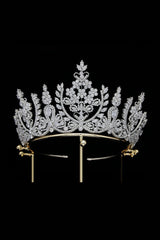 Silver Cubic Zirconia Tall Queen Round Tiara - KissProm