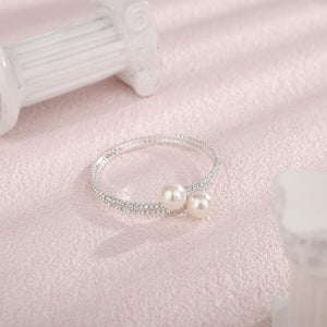Pearl Rhinestone Layered Wrap Cuff Bracelets - KissProm
