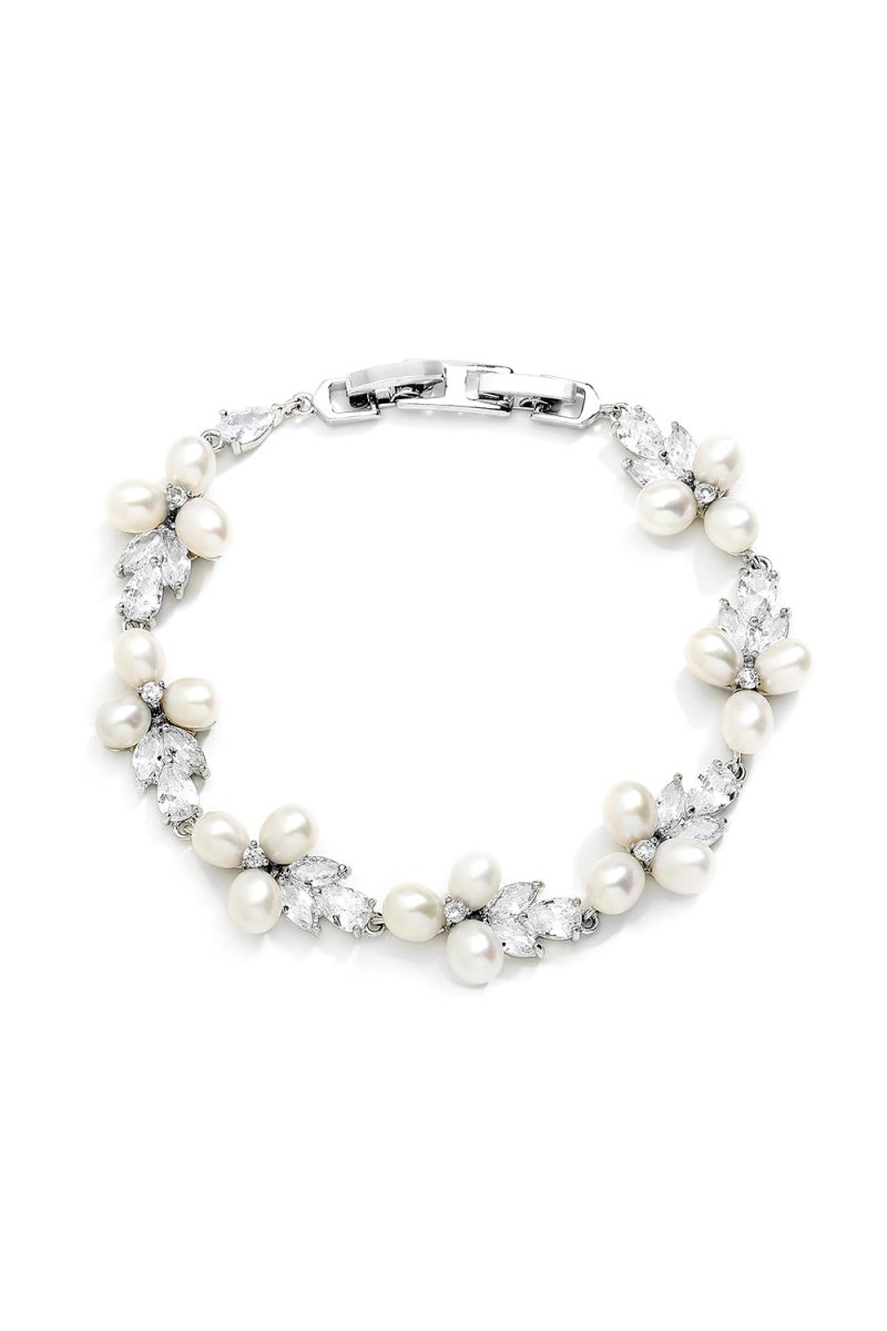 Silver Freshwater Pearl Bridal Bracelet - KissProm