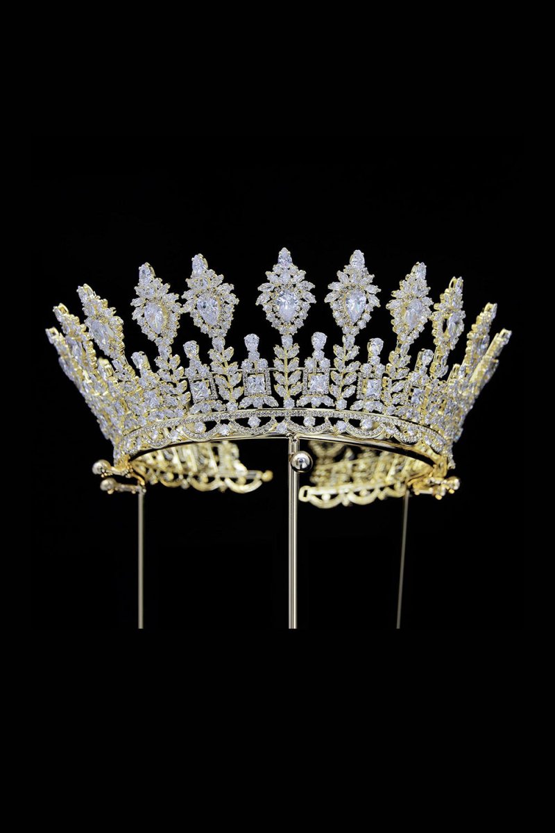 Silver Large 5A Cubic Zirconia Round Tiara - KissProm