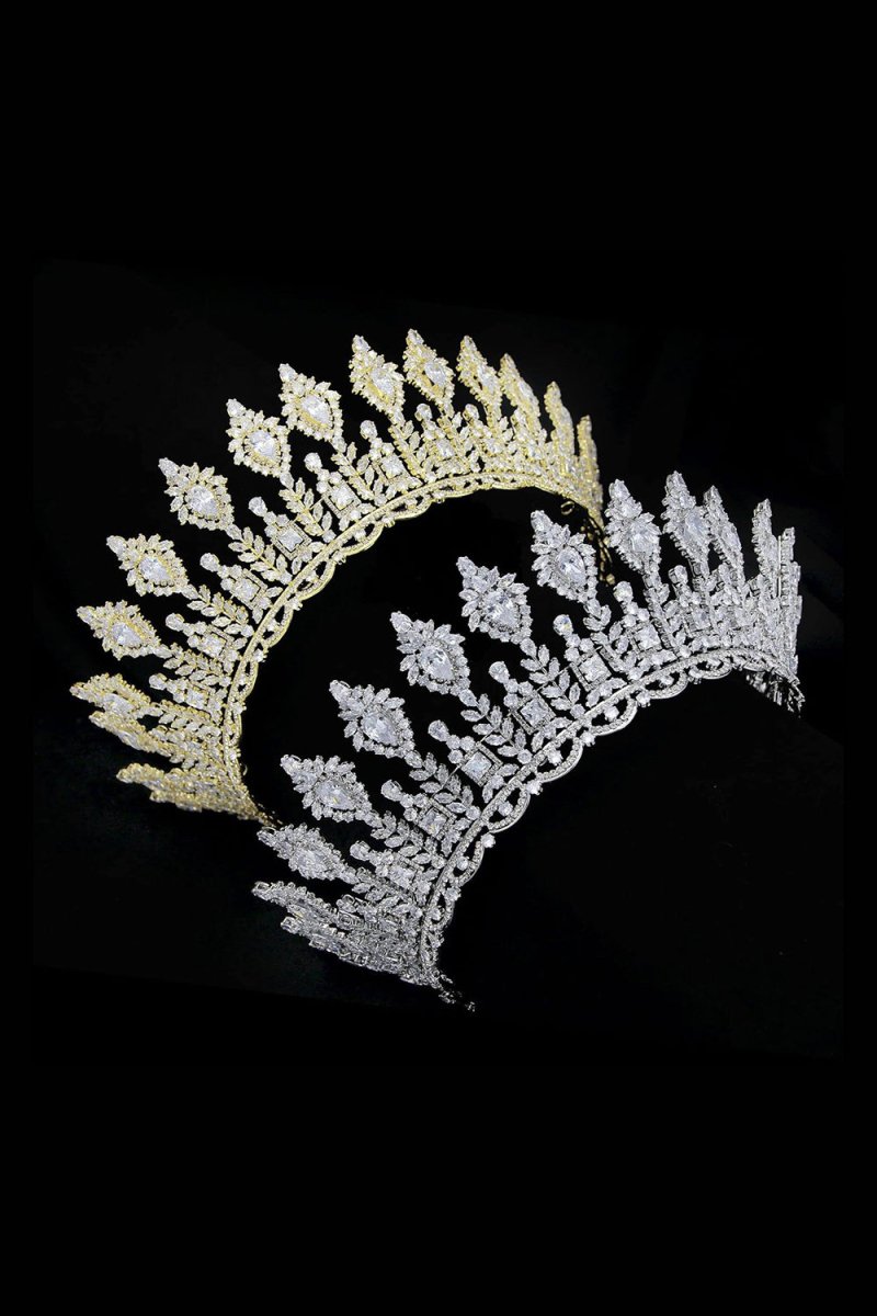Silver Large 5A Cubic Zirconia Round Tiara - KissProm
