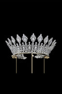 Silver Large 5A Cubic Zirconia Round Tiara - KissProm
