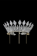 Silver Large 5A Cubic Zirconia Round Tiara - KissProm