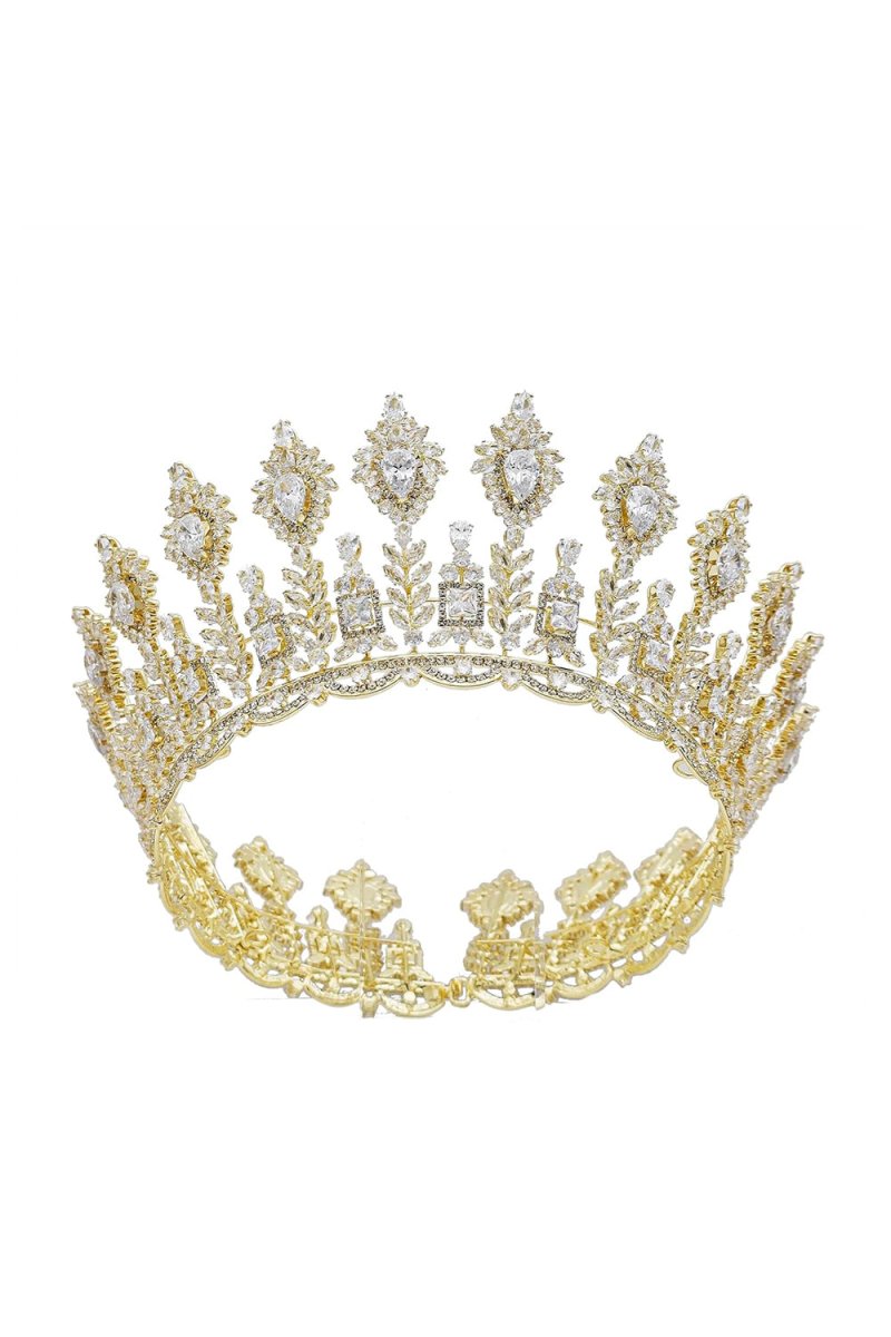 Silver Large 5A Cubic Zirconia Round Tiara - KissProm
