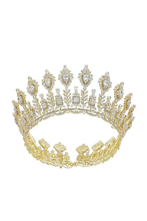 Silver Large 5A Cubic Zirconia Round Tiara - KissProm