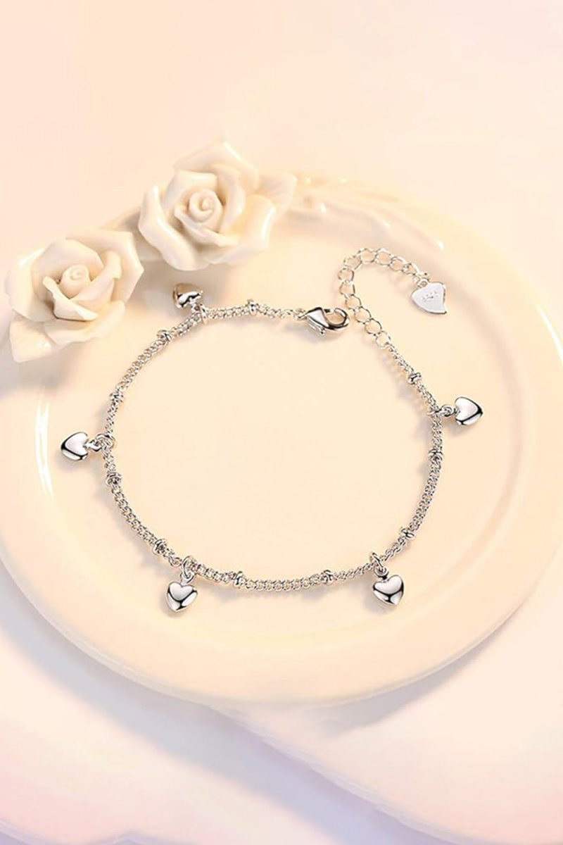Silver Love Heart Pendant Bracelets - KissProm