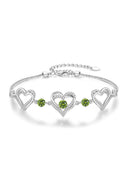 Silver Love Heart Link Birthstone Bracelets - KissProm