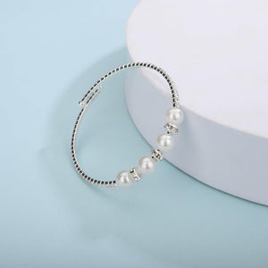 Gold Open Pearl Rhinestone Bracelets