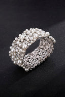 Silver Pearl Stretch Bracelets with Rhinestone - KissProm