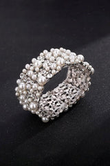 Silver Pearl Stretch Bracelets with Rhinestone - KissProm
