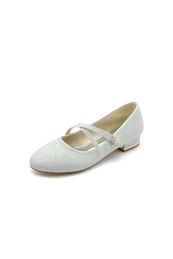 White Pointed Toe Wedding Flats - KissProm