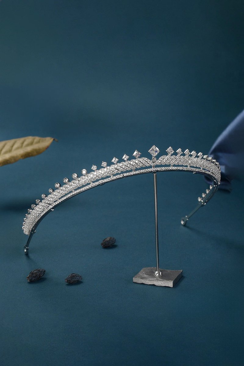 Silver Princess Cascade Zircon Tiara - KissProm
