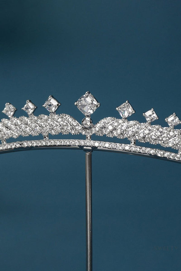 Silver Princess Cascade Zircon Tiara - KissProm