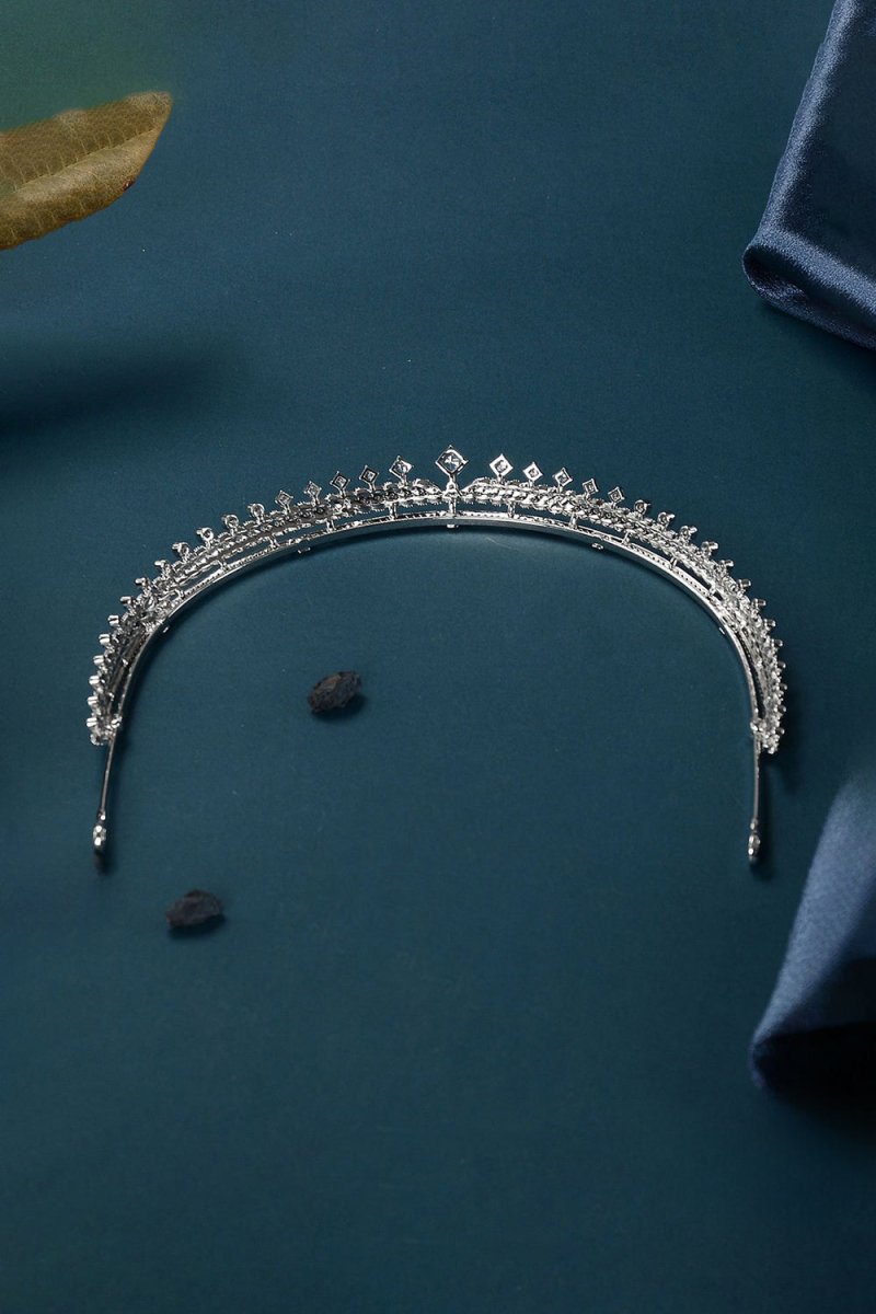Silver Princess Cascade Zircon Tiara - KissProm