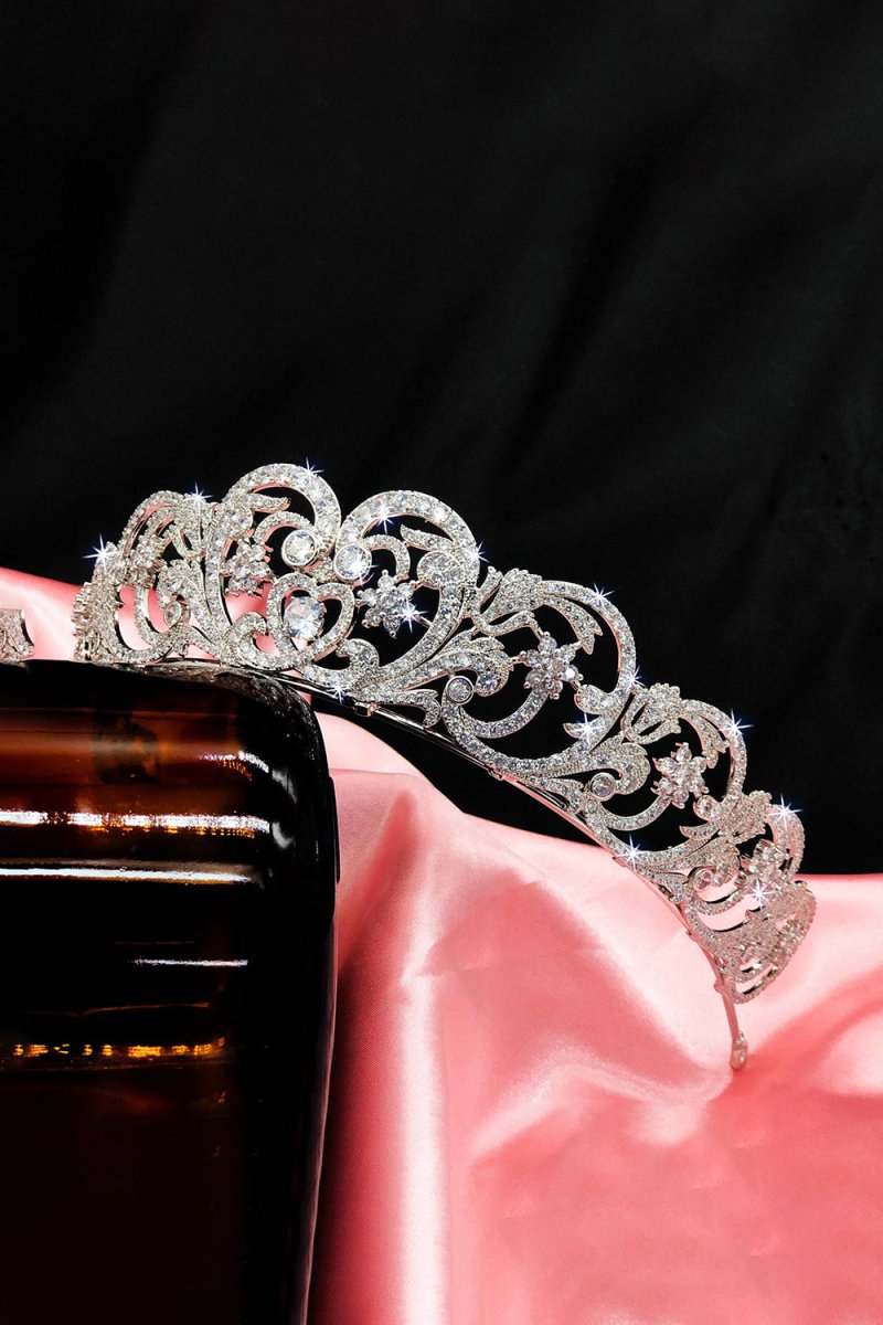 Silver Rheinstone Rhodium plated Princess Tiara - KissProm