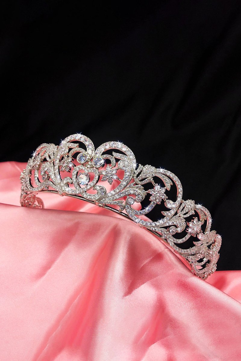 Silver Rheinstone Rhodium plated Princess Tiara - KissProm