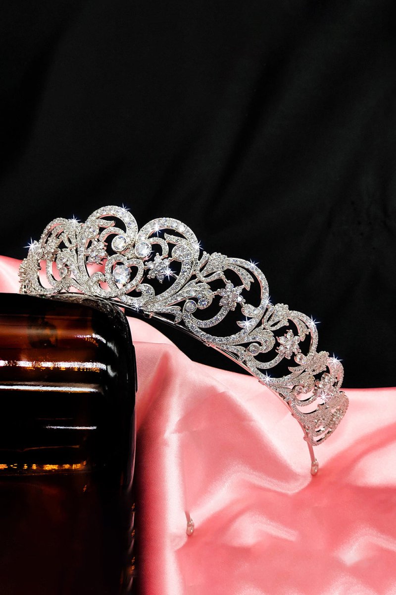 Silver Rheinstone Rhodium plated Princess Tiara - KissProm
