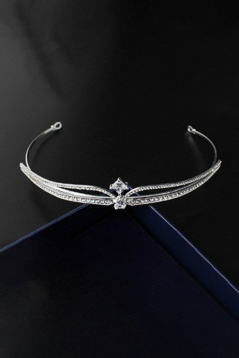 Silver Rhinestone Pearl Wedding Tiara - KissProm