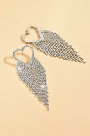 Silver Rhinestone Tassel Earrings Sparkly - KissProm