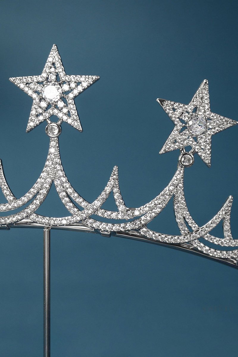 Silver Starry Zircon Tiara - KissProm