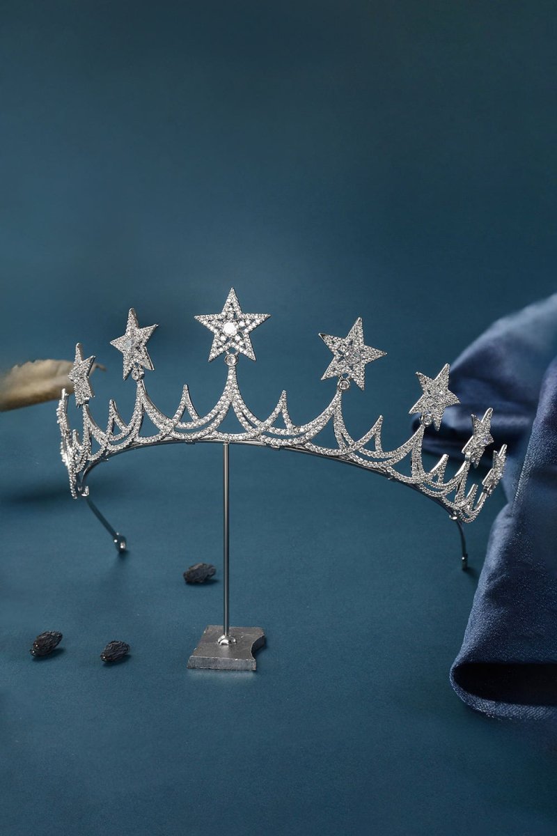 Silver Starry Zircon Tiara - KissProm