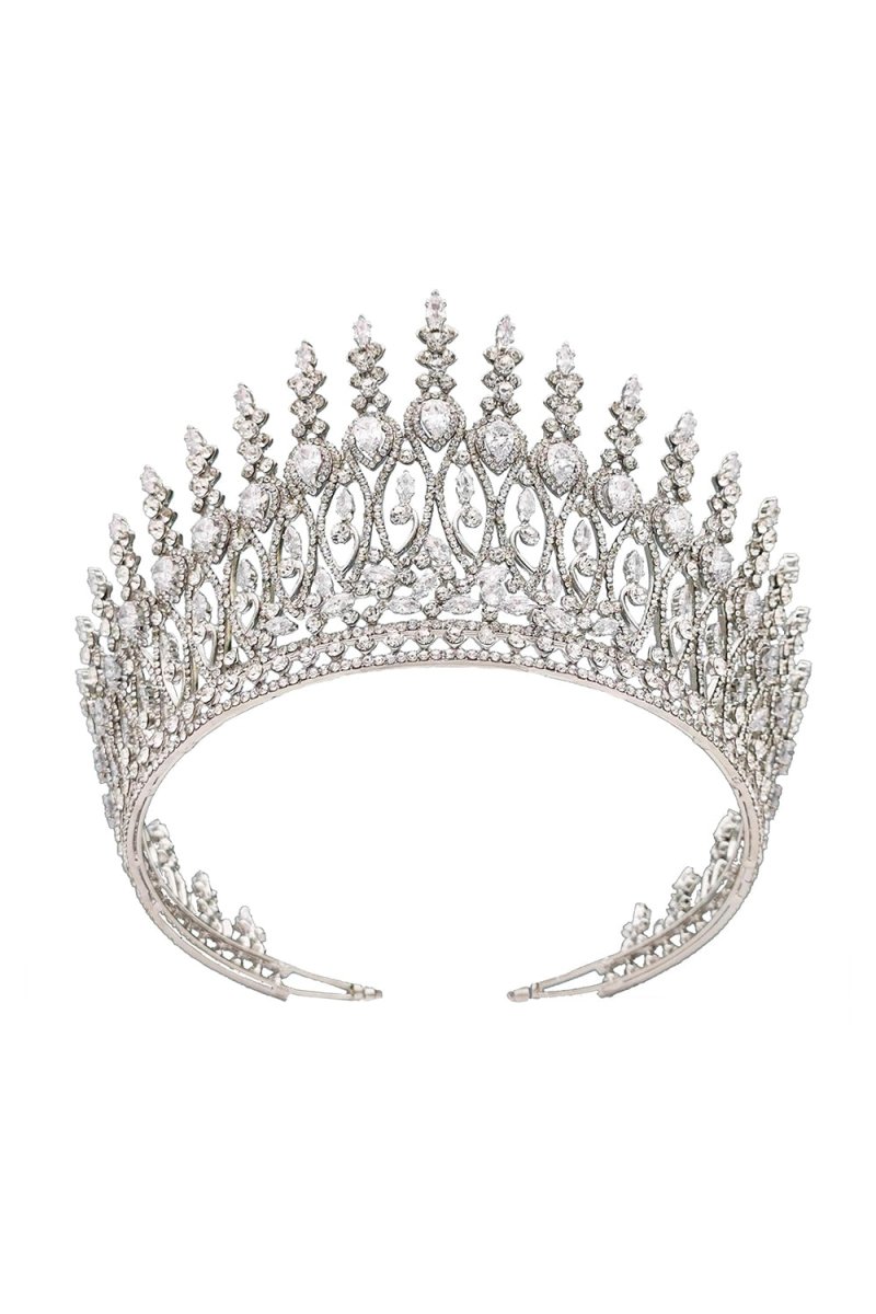 Silver Tall Wedding Tiara - KissProm