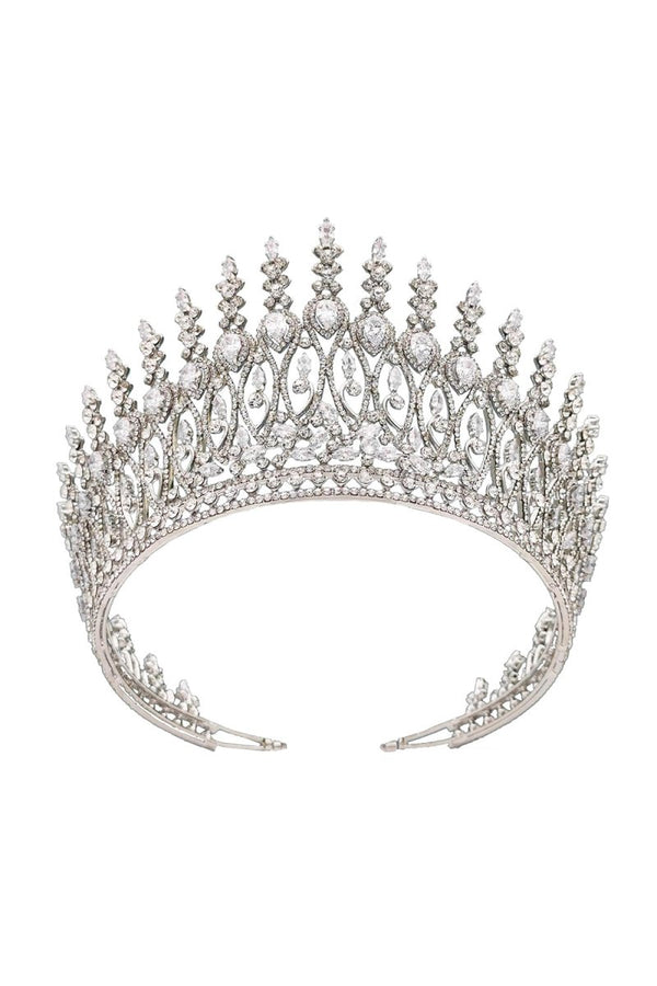 Silver Tall Wedding Tiara - KissProm