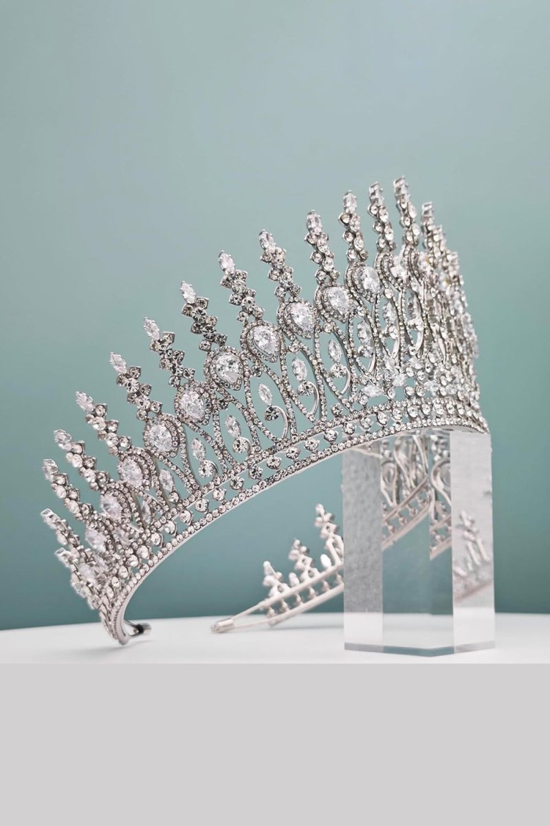 Silver Tall Wedding Tiara - KissProm