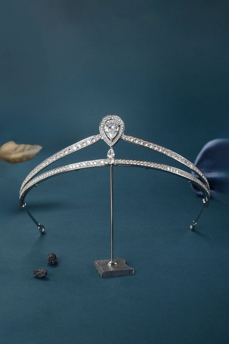 Silver Teardrop Zircon Tiaras - KissProm