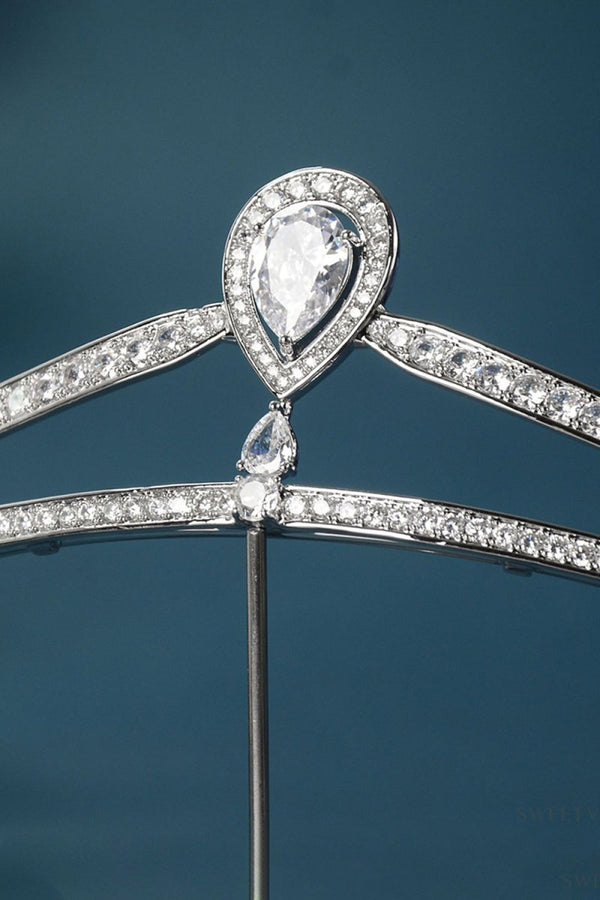 Silver Teardrop Zircon Tiaras - KissProm