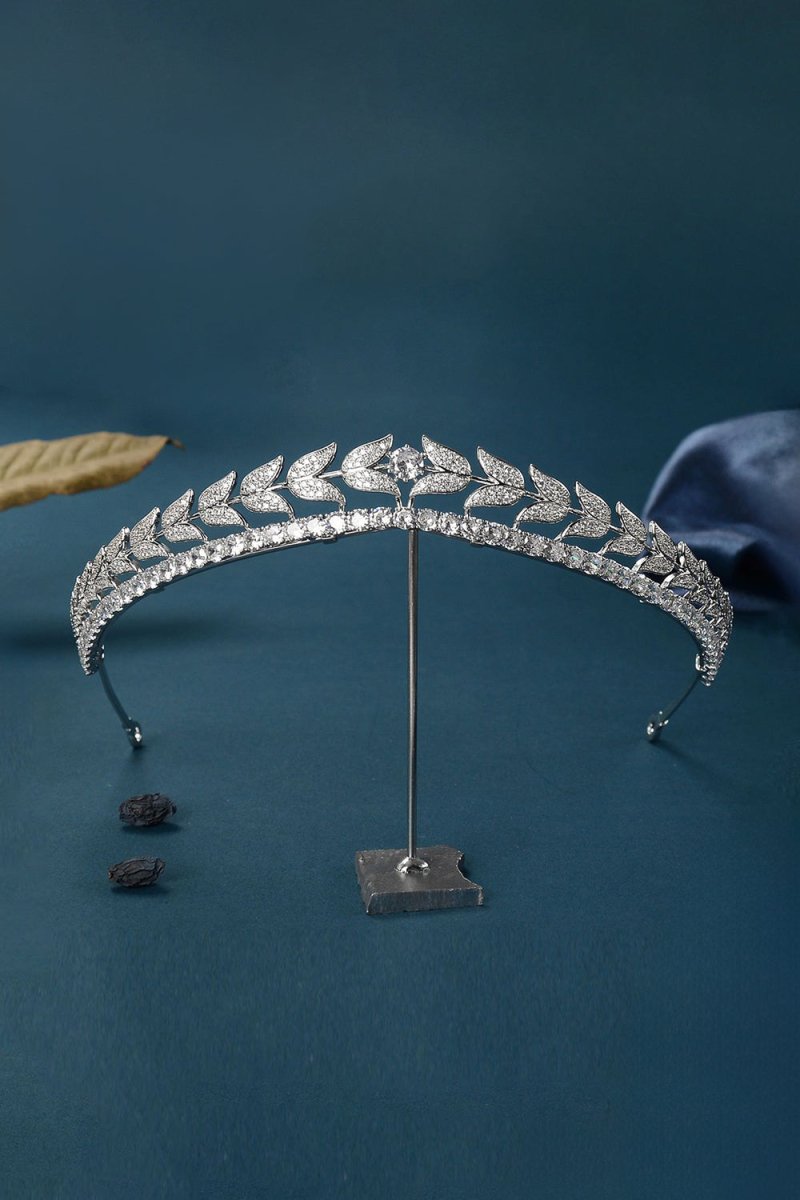 Silver Zircon Laurel Crowns for Women - KissProm