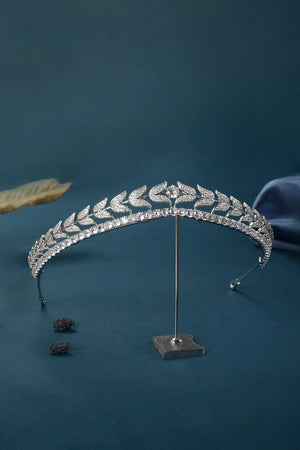 Silver Zircon Laurel Crowns for Women - KissProm