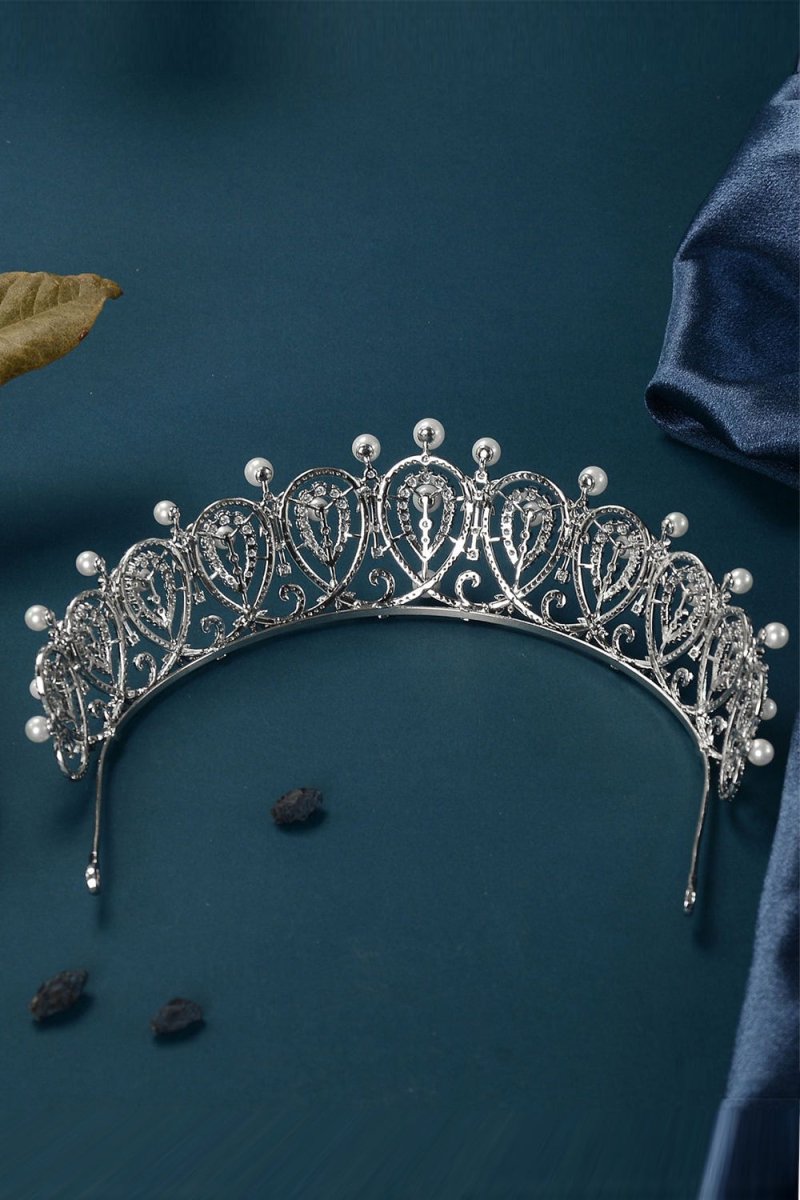 Silver Zircon Pearl Tiara - KissProm