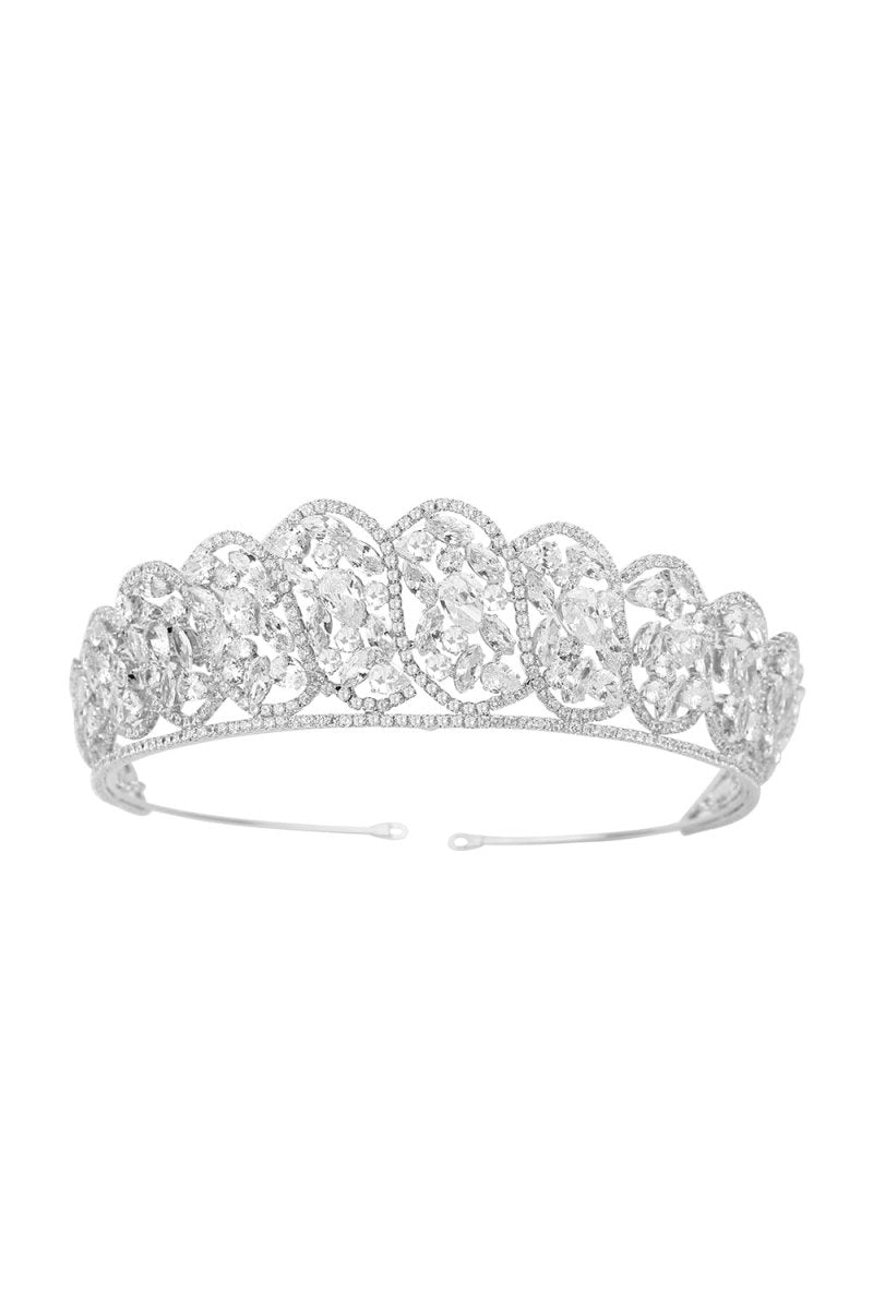 Silver Zirconia Bridal Crown - KissProm