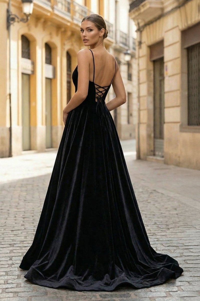 Simple Black Velvet Long Prom Dress, Black Evening Dress Simple Black Velvet Long Prom Dress, Black Evening Dress