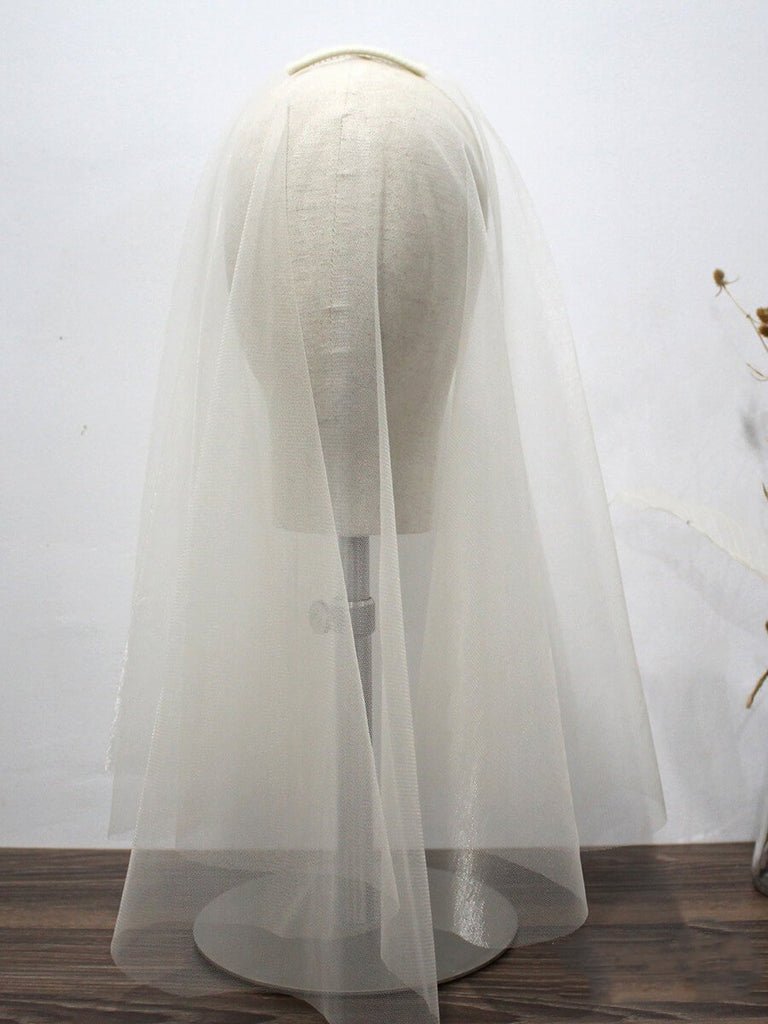 Simple Champagne Short Wedding Veils Blusher Veil - KissProm