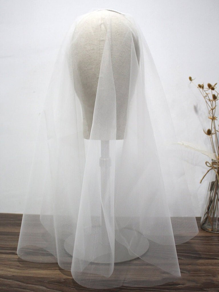 Simple Champagne Short Wedding Veils Blusher Veil - KissProm