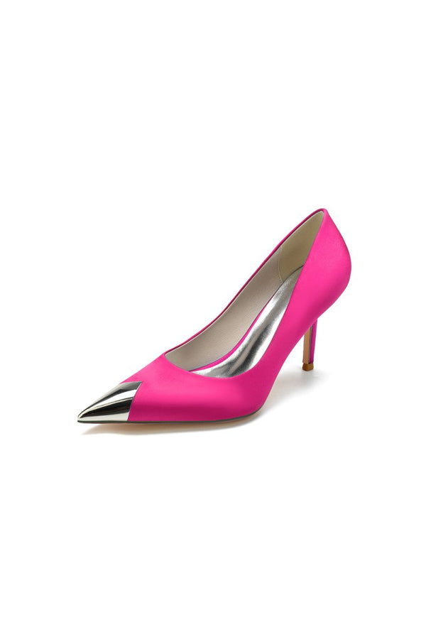 Simple Cocktail Metallic Pointed Toe High Heels - KissProm