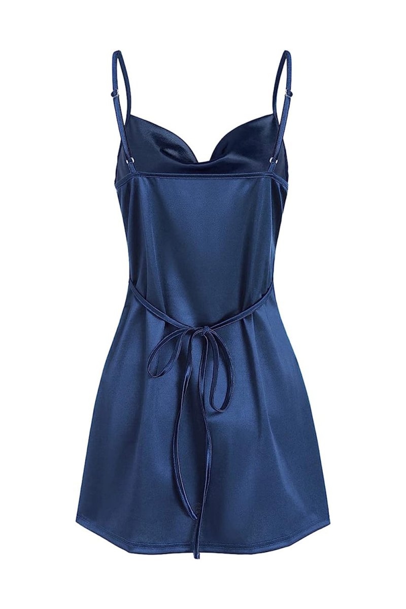 Simple Cowl Neck Champagne Satin Homecoming Dress Champagne / 00