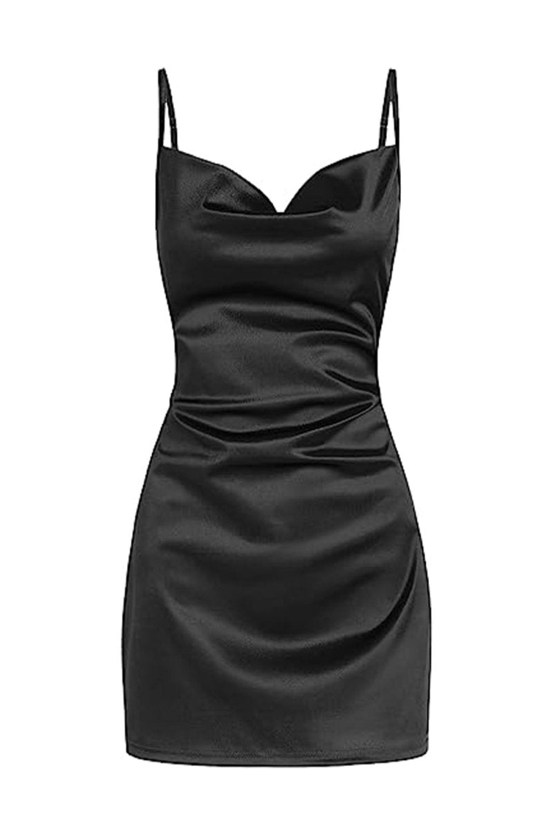Simple Cowl Neck Champagne Satin Homecoming Dress, Champagne / 00 Simple Cowl Neck Champagne Satin Homecoming Dress, Champagne / 00