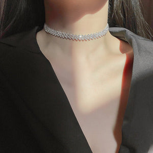 Simple Diamond Choker Necklace - KissProm