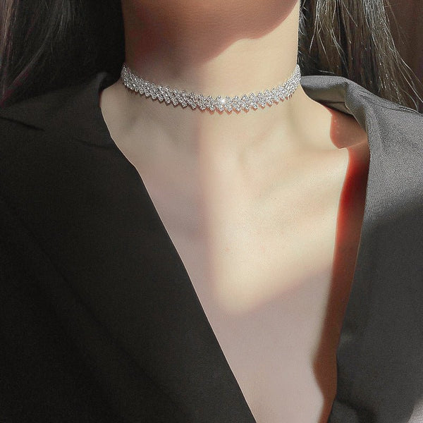 Simple Diamond Choker Necklace - KissProm