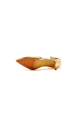 Simple Elegant Mid Cutout Two - Piece Slip on Pointed Toe Kitten Heels - KissProm