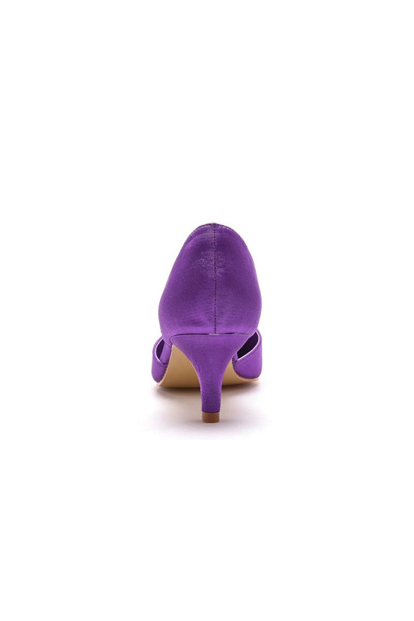 Simple Elegant Mid Cutout Two - Piece Slip on Pointed Toe Kitten Heels - KissProm